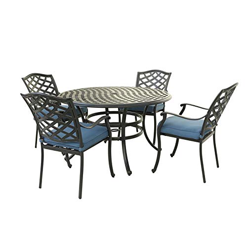 Outdoor Aluminum 5-Piece Round Dining Set with 4 Armchairs and Round Table O795894