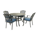 Outdoor Aluminum 5-Piece Round Dining Set with 4 Armchairs and Round Table O795894