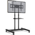 White Rolling TV Stand with Lockable Wheels Height Adjustable Shelf for 32-83 Inch TV Loading 110 lbs K7362