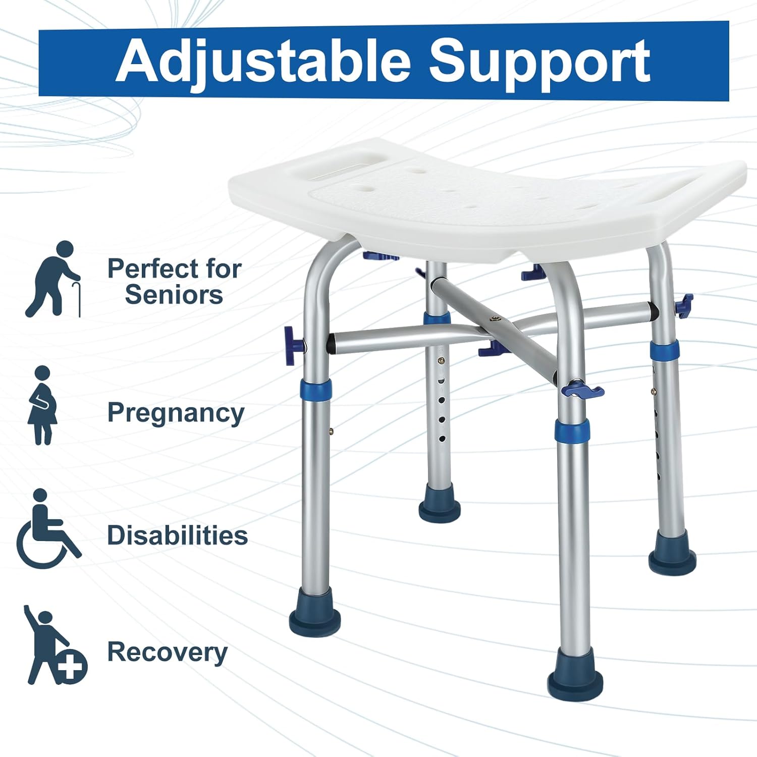 Adjustable Height Heavy Duty Shower Chair (Support 350lb) G596