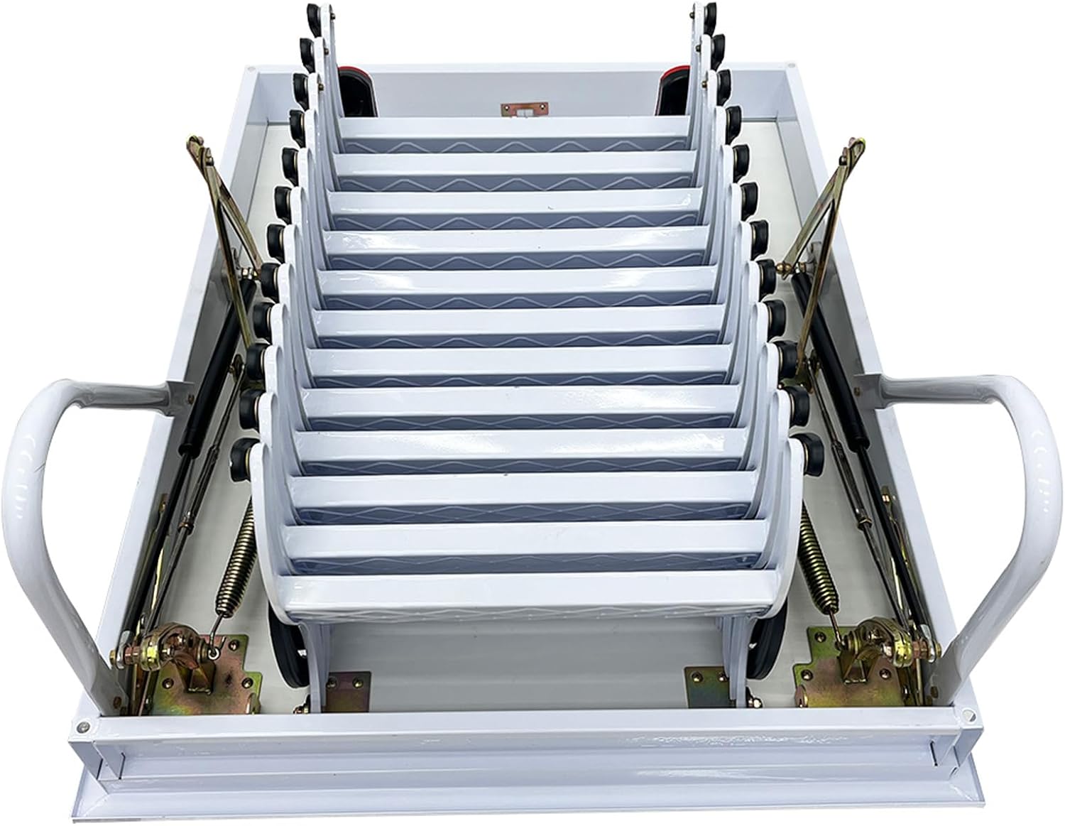 Black + White 9.84ft Adjustable Height Retractable Attic Ladder A139125