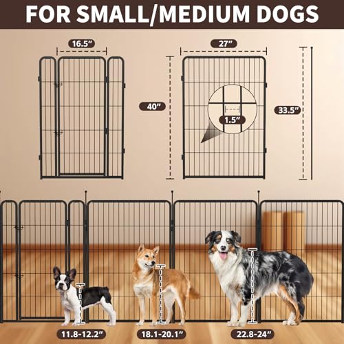 Heavy Duty Metal Dog Play Pen with Gate, 32" Height 8 Panels X5420