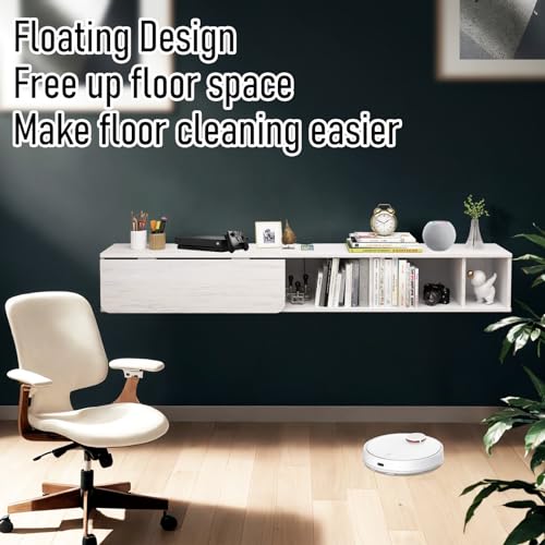 70'' Wall Mounted Desk with Storage Shelves Dark Grey D954