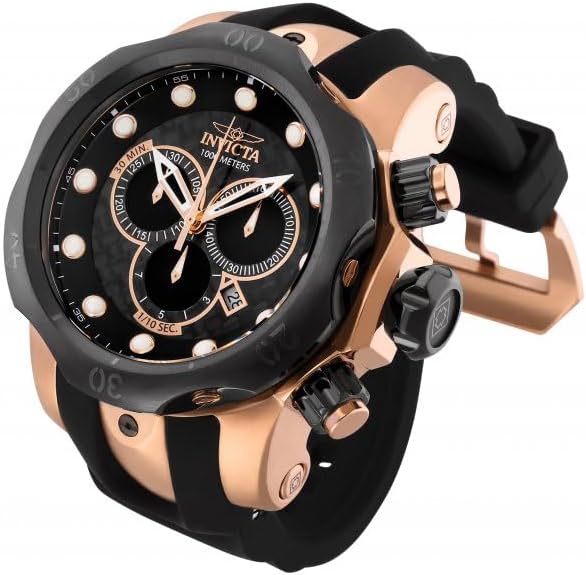 Black Polyurethane Chronograph Watch D5865