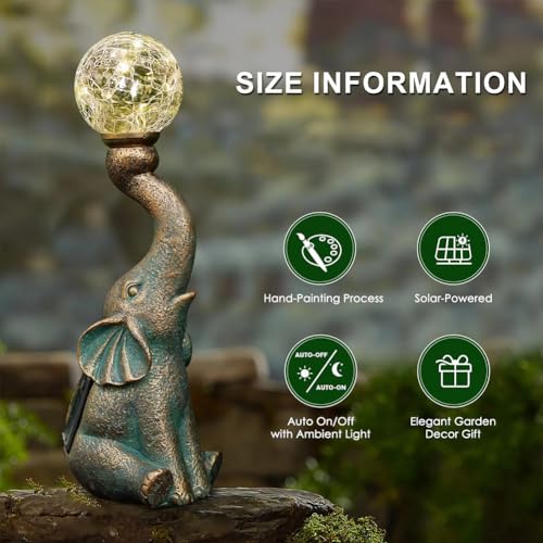 Bronze Solar Elephant Statue Light O7350