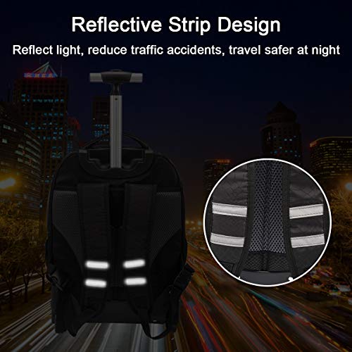 Black Wheeled Rolling Backpack Small Suitcase Carry-on Trolley Bag N6659