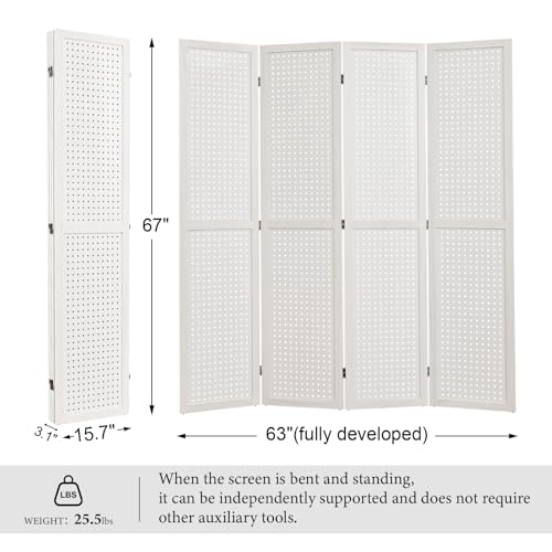 5.6Ft Wooden Folding Privacy Screen (4panels, Natural) B870254
