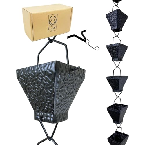8.5 FT Metal Black Rain Chain with Square Cups V801