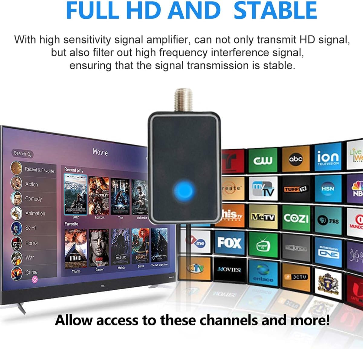 Digital Antenna for Smart TV Indoor with Amplifier U7484