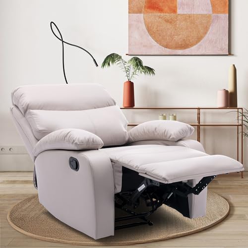 Beige Small Leather Recliner Chair U4311