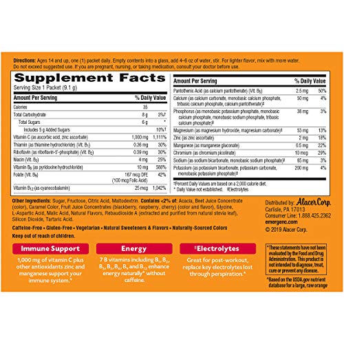 30 Count Raspberry Flavor Dietary Supplement Fizzy Drink Mix with 1000mg Vitamin C G92808