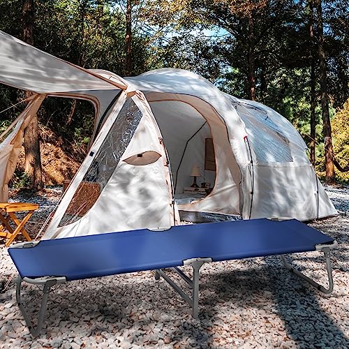 Navy Blue Folding Camping Cot with Storage Bag P5760