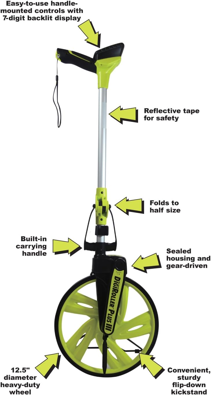 12.5 Inch Electronic Distance Measuring Wheel with Large Backlit Digital Display Y769