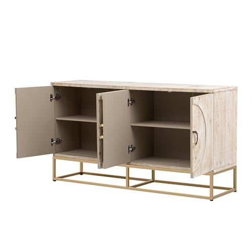 Beige 4 Door Wood Sideboard Cabinet O605
