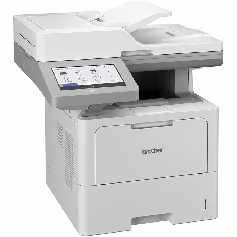 Wireless Laser Multifunction Printer Monochrome Copier Fax Printer Scanner 52 ppm Mono Print 1200 x 1200 dpi Print Automatic Duplex Print Color Flatbed Scanner A4587