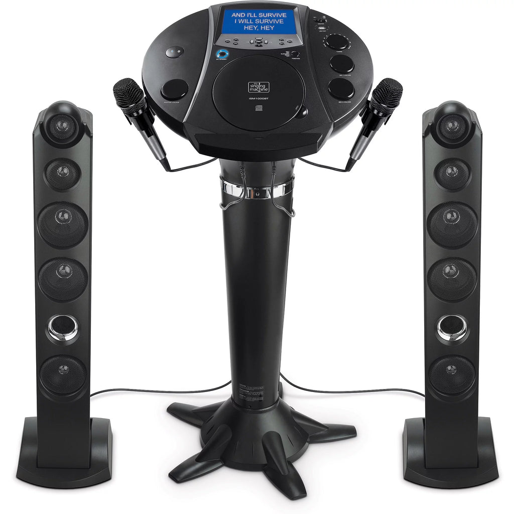 Black Bluetooth Pedestal Karaoke System with Two Microphones I7411
