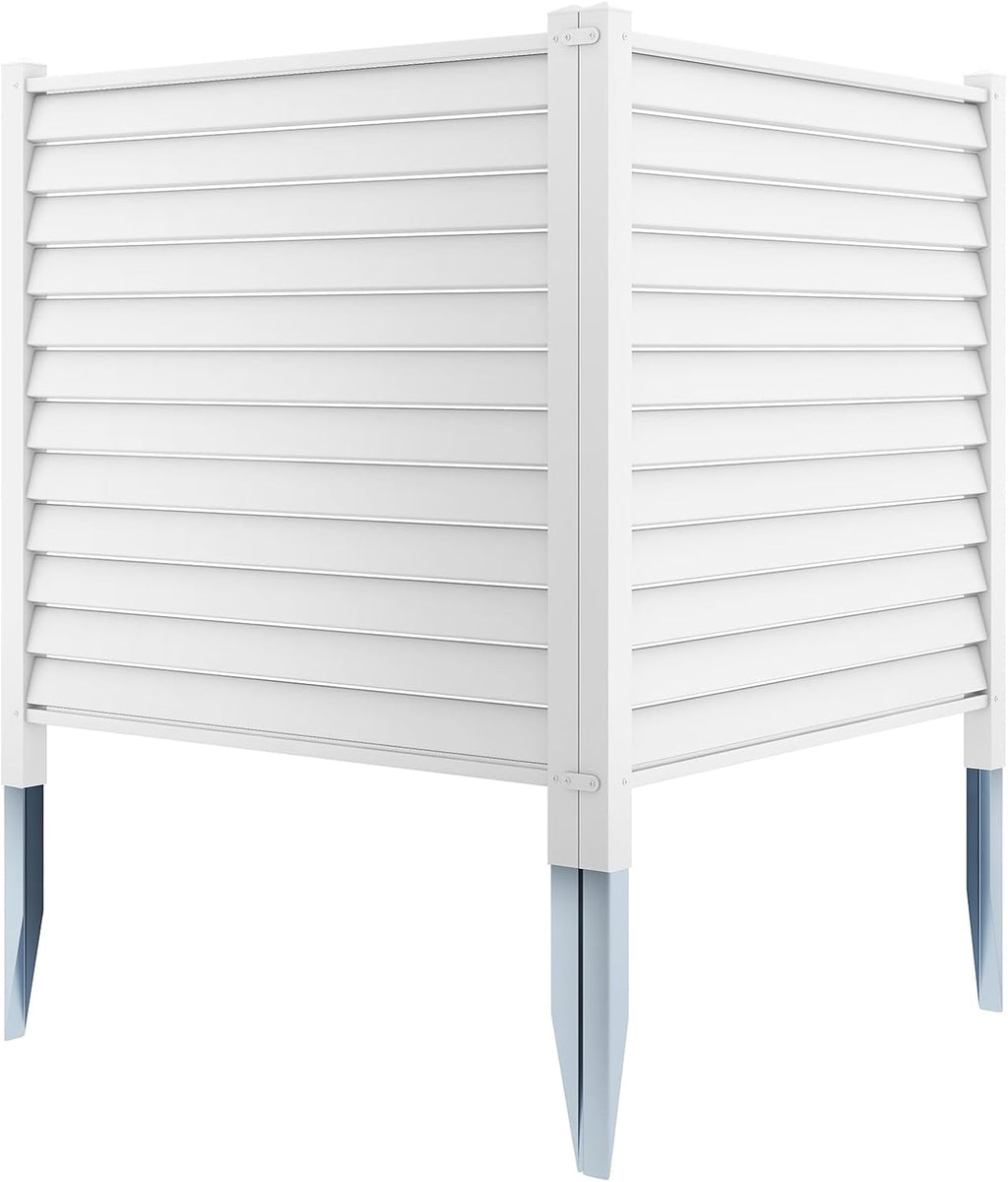White Louvered Air Conditioner Fence 2 Panels H7568