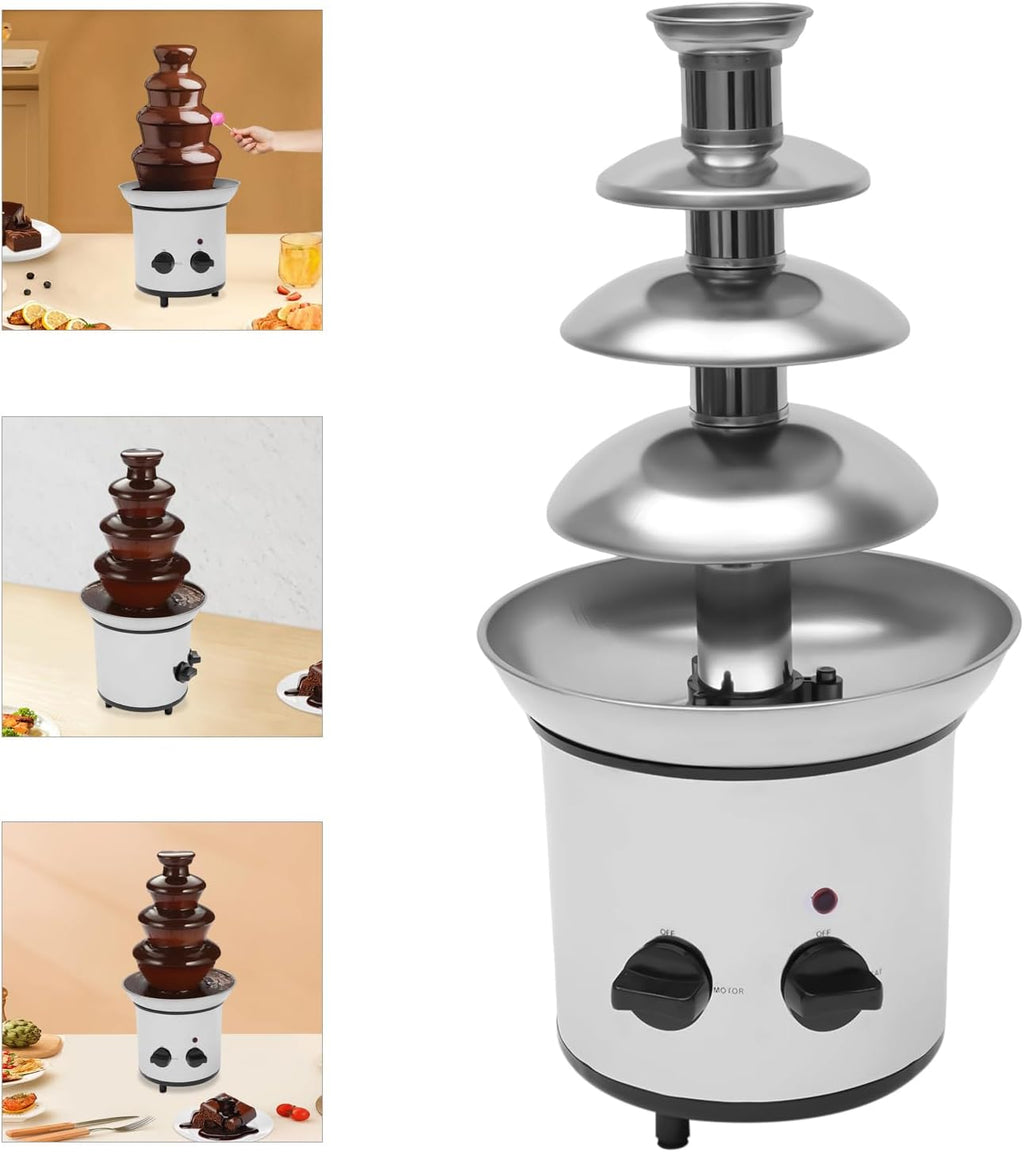 Stainless 4 Tier Electric Chocolate Fondue Fountain Machine 18.5-Inches Tall I82608