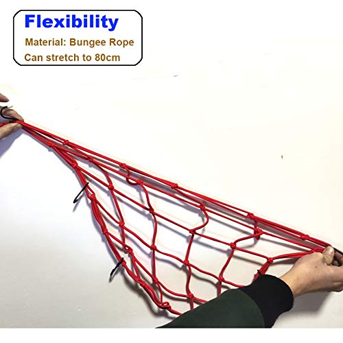 2 Pcs 15 inch Heavy-Duty Elastic Motorcycle Cargo Net with 6 Adjustable Hooks R5173