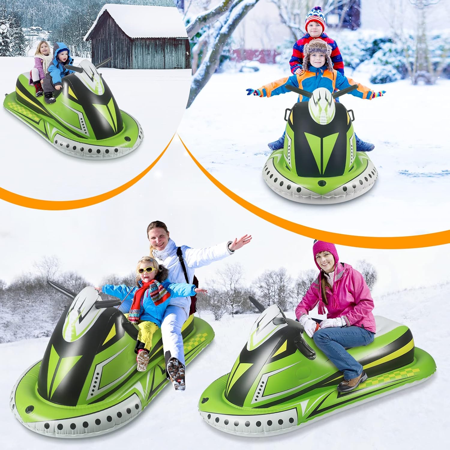 Heavy Duty Inflatable Snow Sled with Reinforced Handles and Drawstring J9629