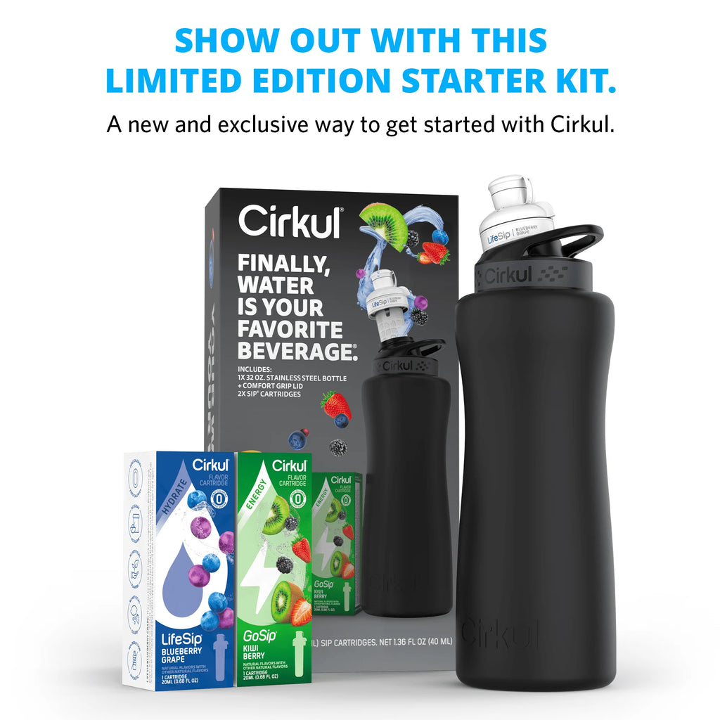 32oz Rose Gold Stainless Steel Water Bottle Starter Kit with Lid and 2 Flavor Cartridges Z20781