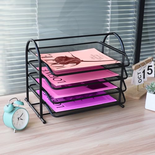 Black 5 Tier Mesh Desktop Letter Trays R647978