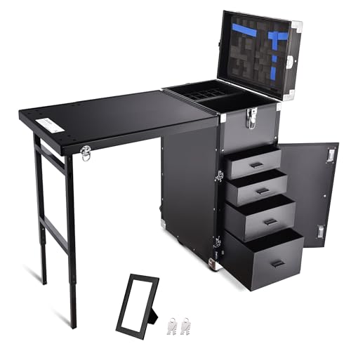 Black Rolling Manicure Table with 4 Drawers O75887