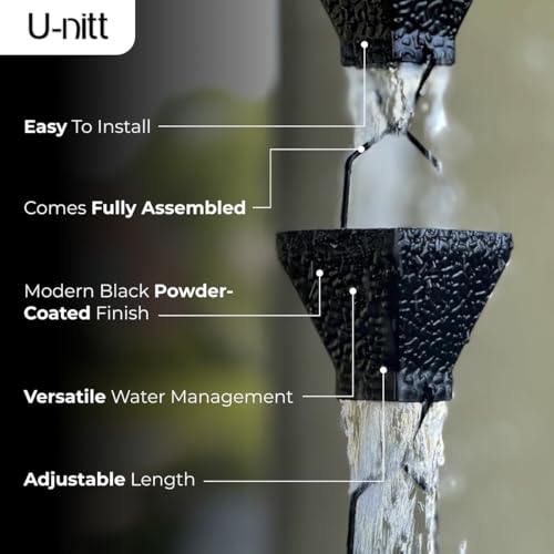8.5 FT Metal Black Rain Chain with Square Cups V801