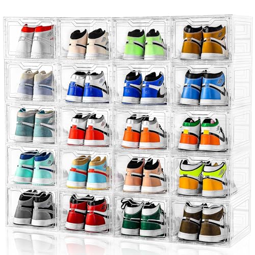 12 Pack Clear Plastic Stackable Shoe Storage Boxes S4206