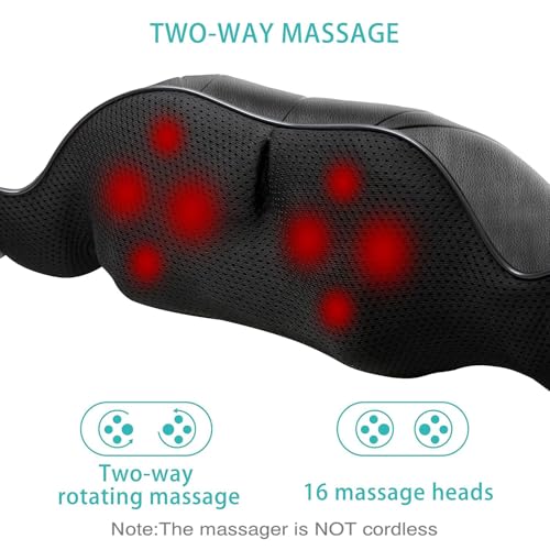 Shiatsu Back and Neck Massager with Heat, Electric Massage Pillow D6760