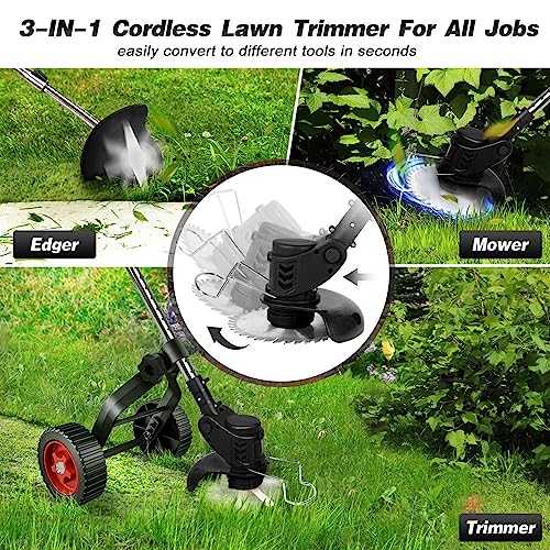24V Cordless 3 in 1 Electric String Trimmer with 2 x 2000mAh Batteries Y4225