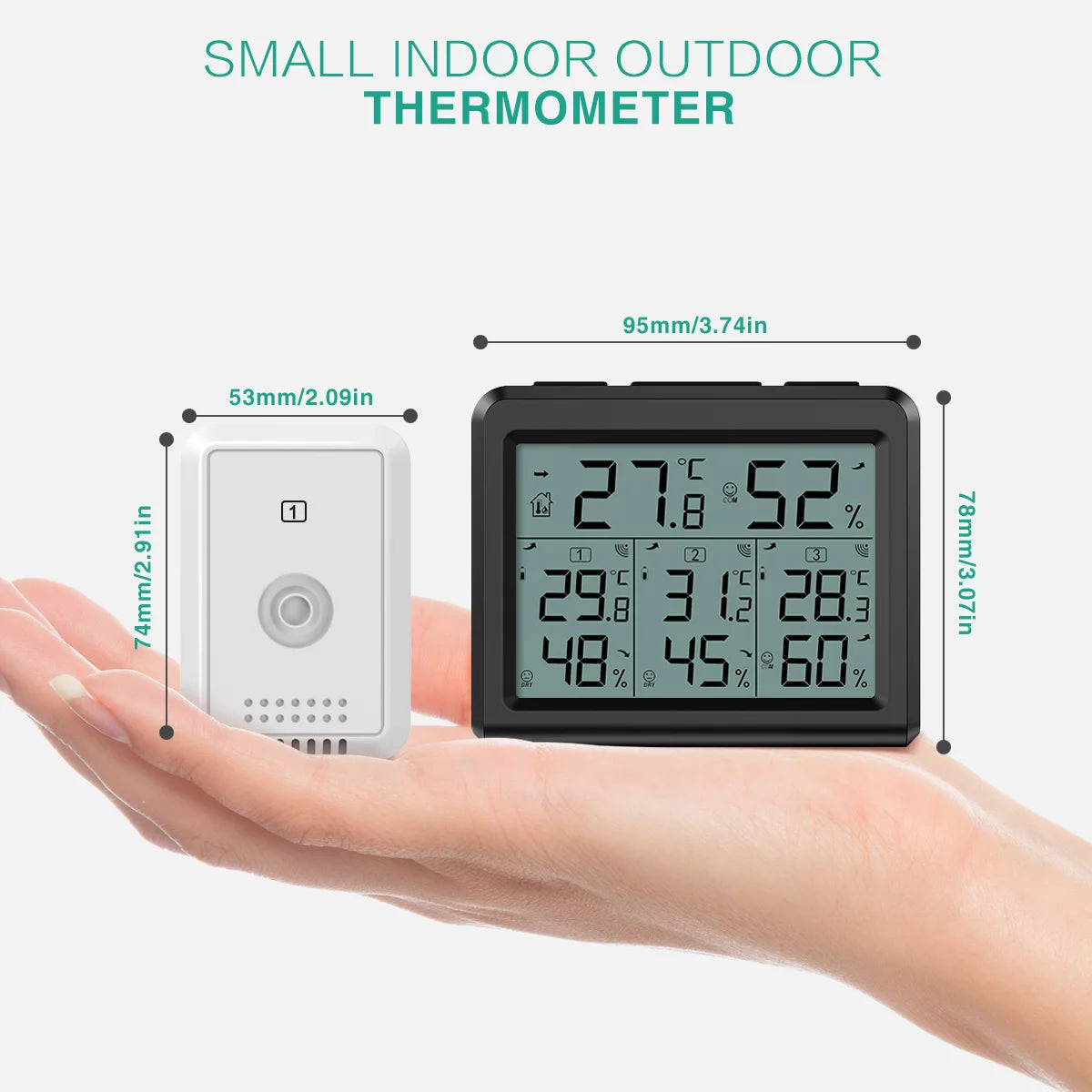 Black Digital Thermometer with 3 Wireless Sensors F79980