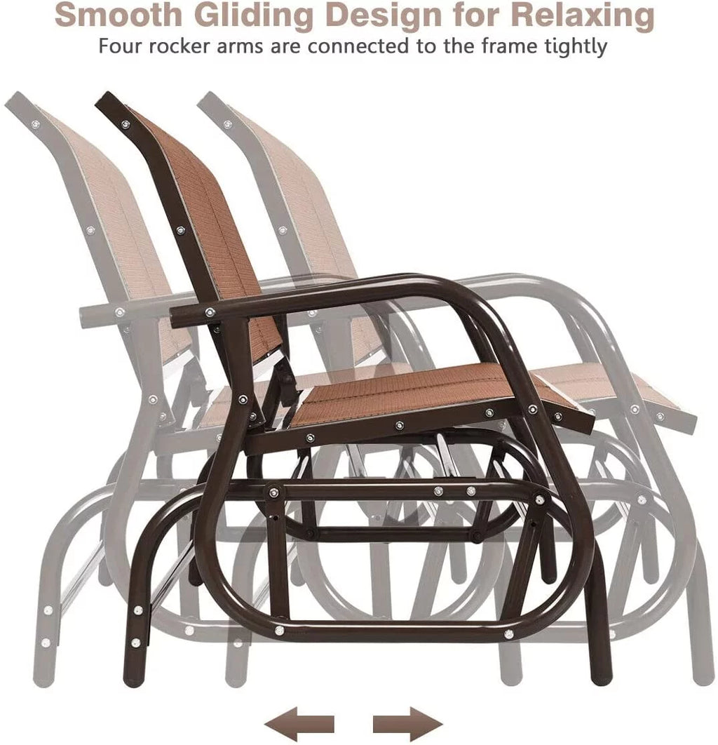 Brown Steel 48 Inch 2 Person Swing Glider Chair I324980