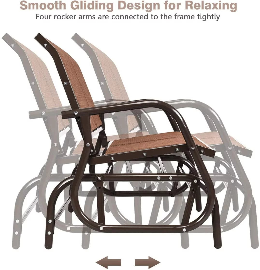 Brown Steel 48 Inch 2 Person Swing Glider Chair I324980