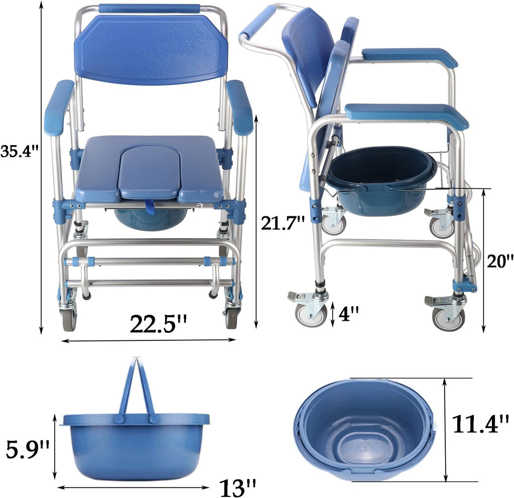 Shower Commode Chair with Wheels Y77315