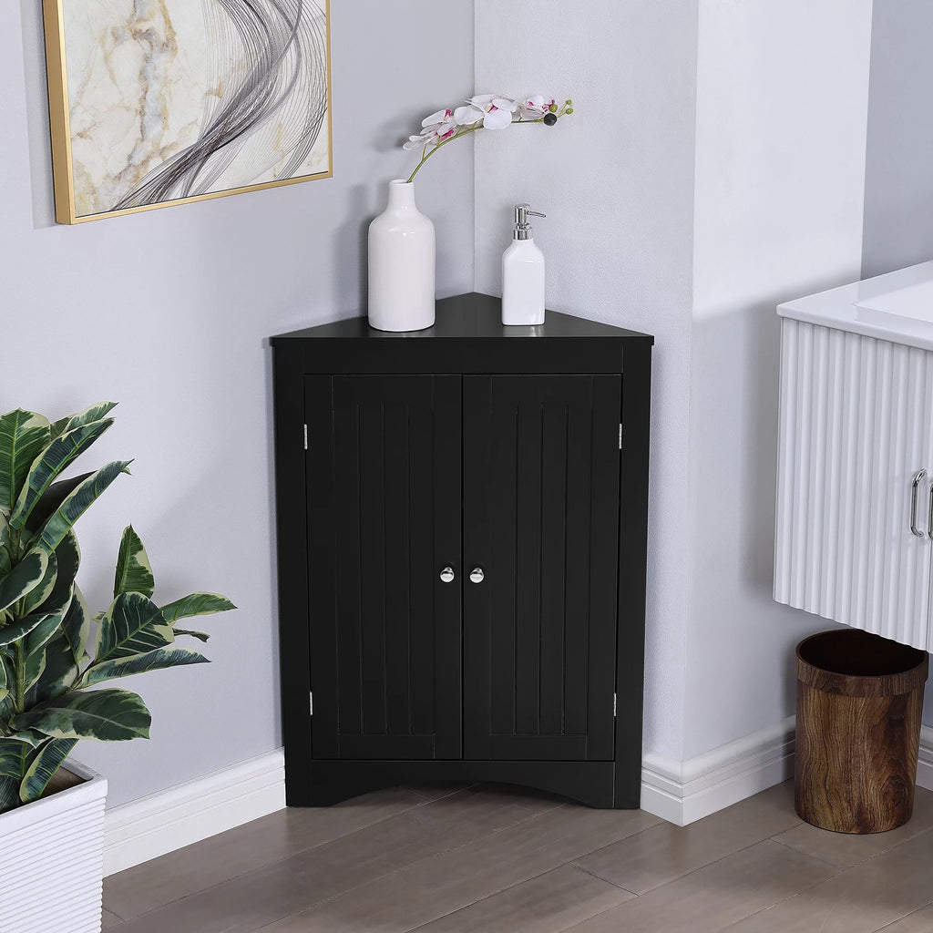 Free Standing Corner Storage Cabinet with Doors and Shelves Q901017