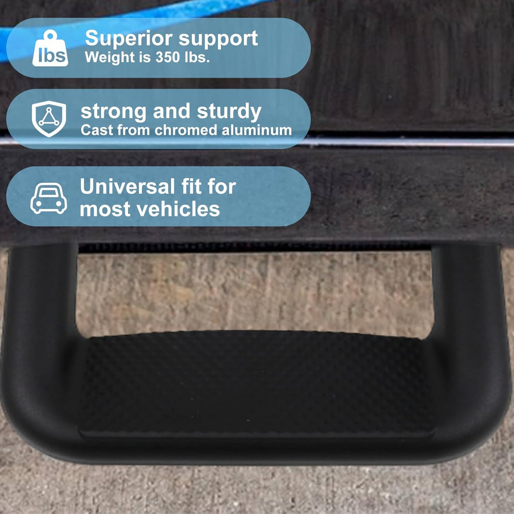 Black Powder Coated Truck Side Step Set - 2 Pieces (1 Pair) with Mounting Brackets E969715