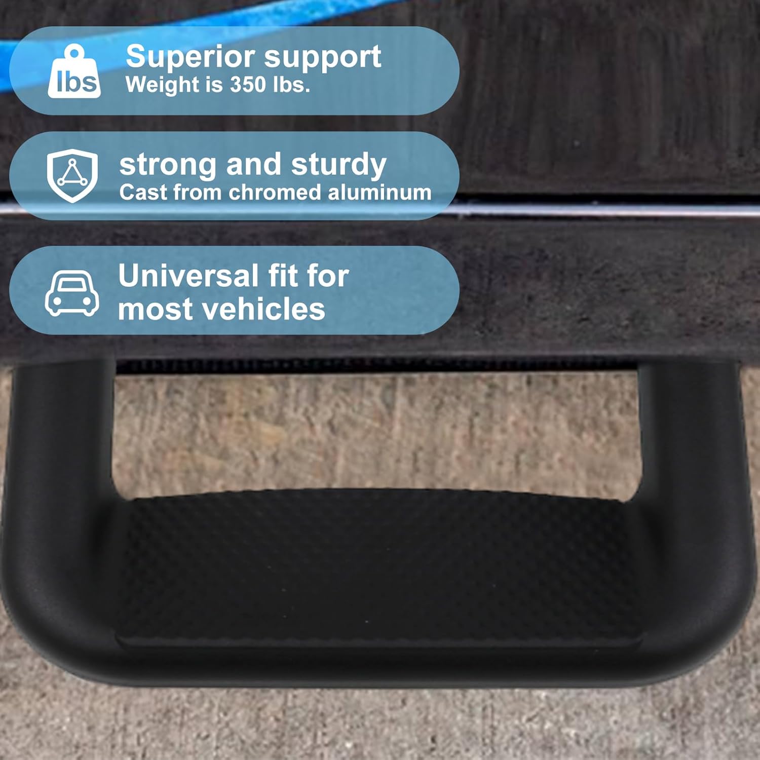 Black Powder Coated Truck Side Step Set - 2 Pieces (1 Pair) with Mounting Brackets E969715