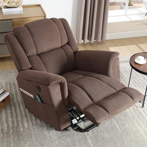 Power Lift Chair with Heat and Massage, Electric Wooden Frame Recliner Chair with Side Pocket, USB Charge Port N2575