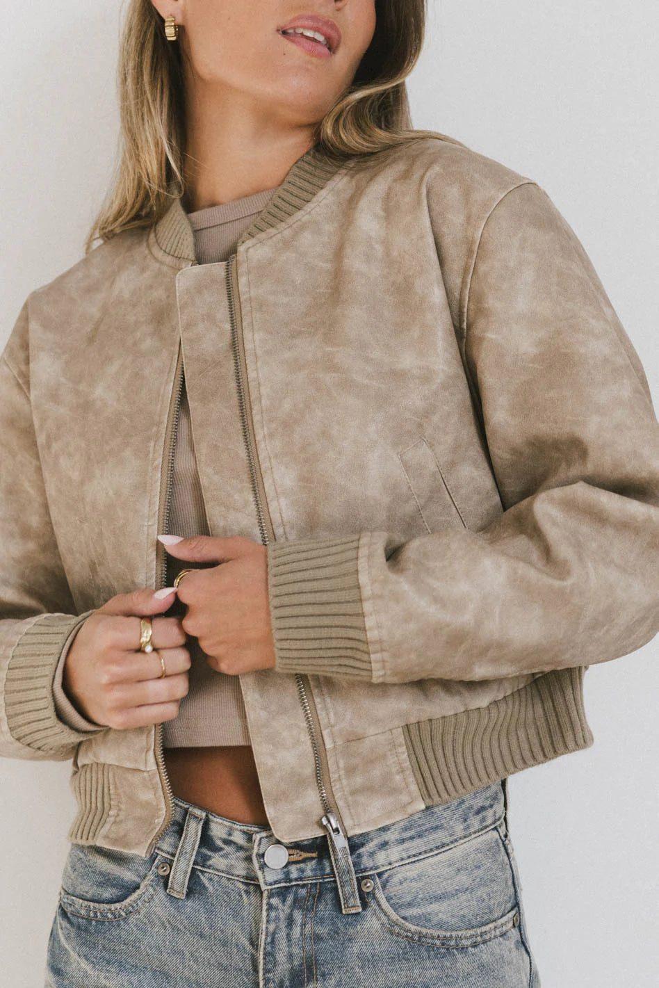 Tan Bomber Jacket Z1803