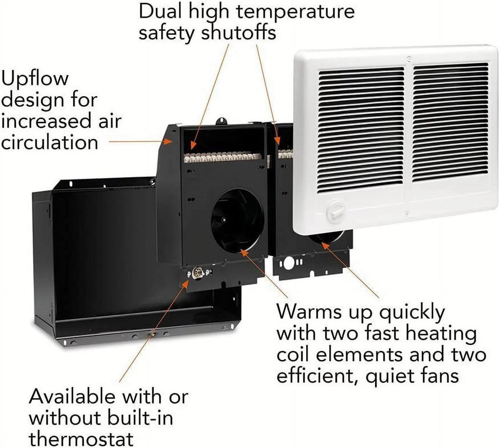 White Twin Electric Wall Heater with Thermostat M268467