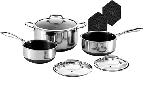 6-Piece Nonstick Pot Set with Tempered Glass Lids U1823