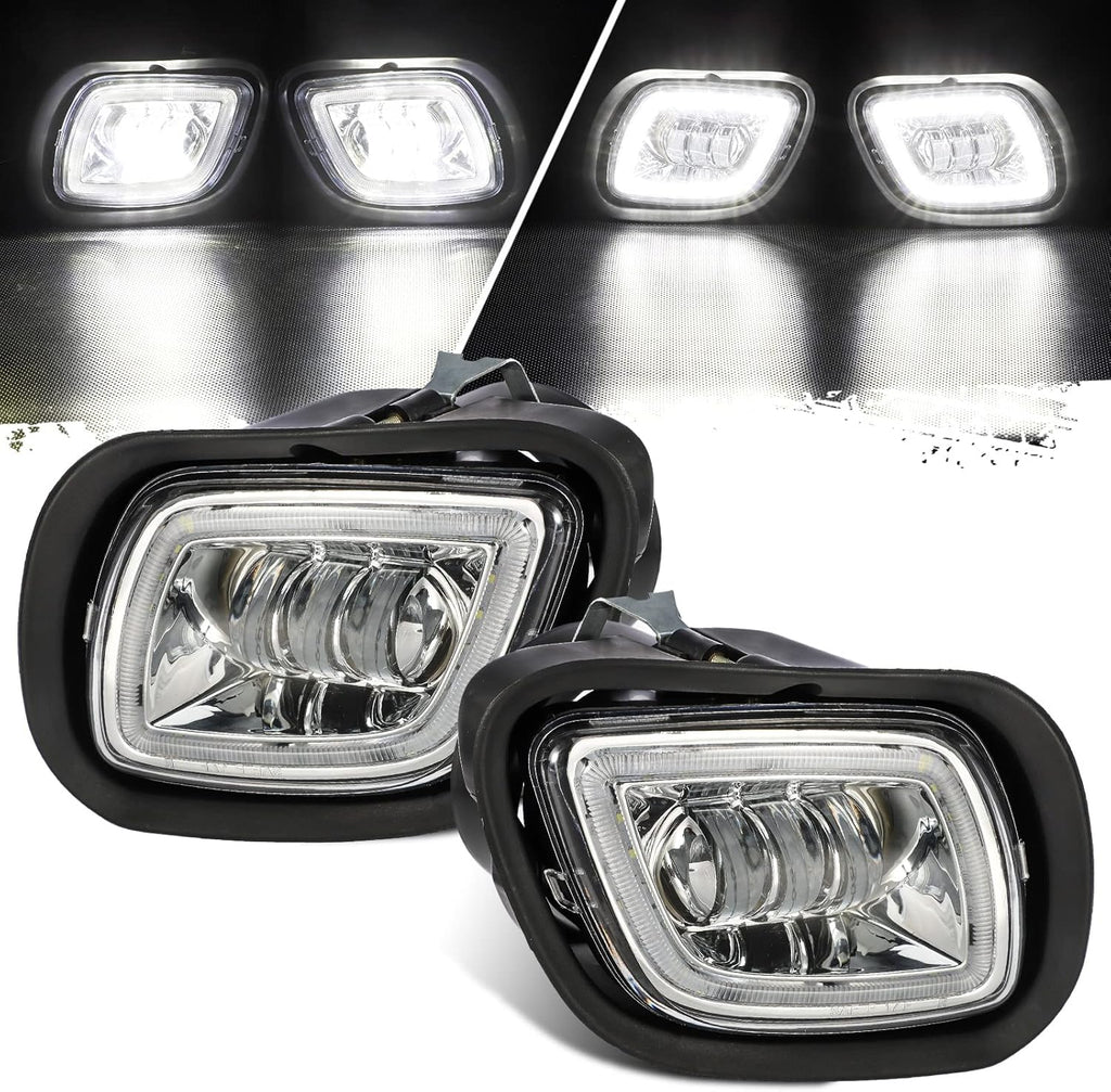 Pair Fog Lights with LED Halo Ring Clear Lens White Light 12V H122174