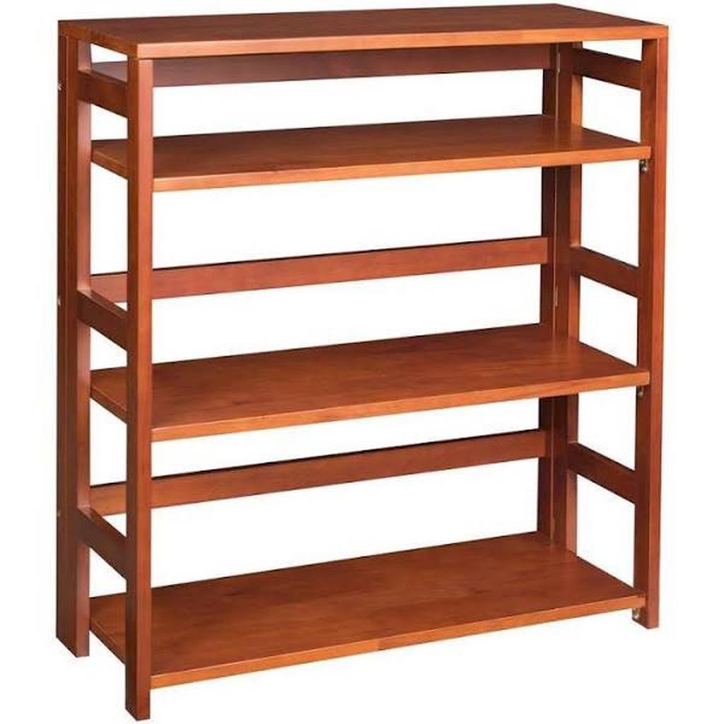 Cherry Wood 3-Shelf Foldable Standard Bookcase N900349
