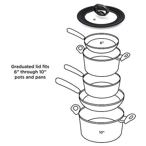Black Tempered Glass Universal Lid for Cookware T764