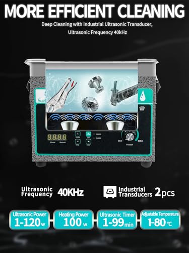 Ultrasonic Cleaner 3L with Adjustable Power, 120W Digital Timer and Heater O57503