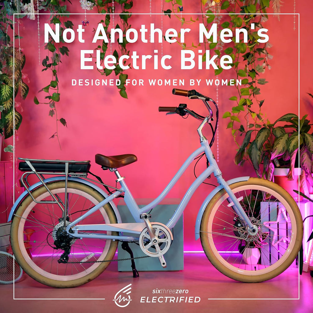 7-Speed Step Through Electric Beach Cruiser Bike, 250 Watt Motor, 26 Inch Wheels, Navy C20403