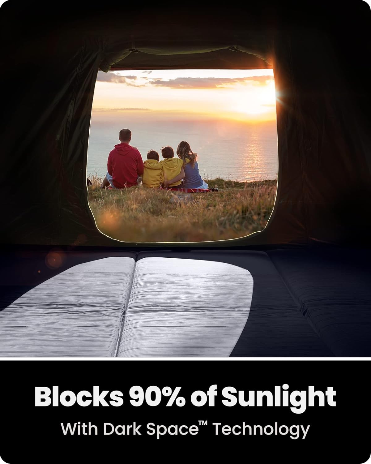 6 Person Pop Up Camping Tent - Black Red N377976