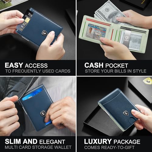 Slim Leather Bifold Wallet with Money Clip H451