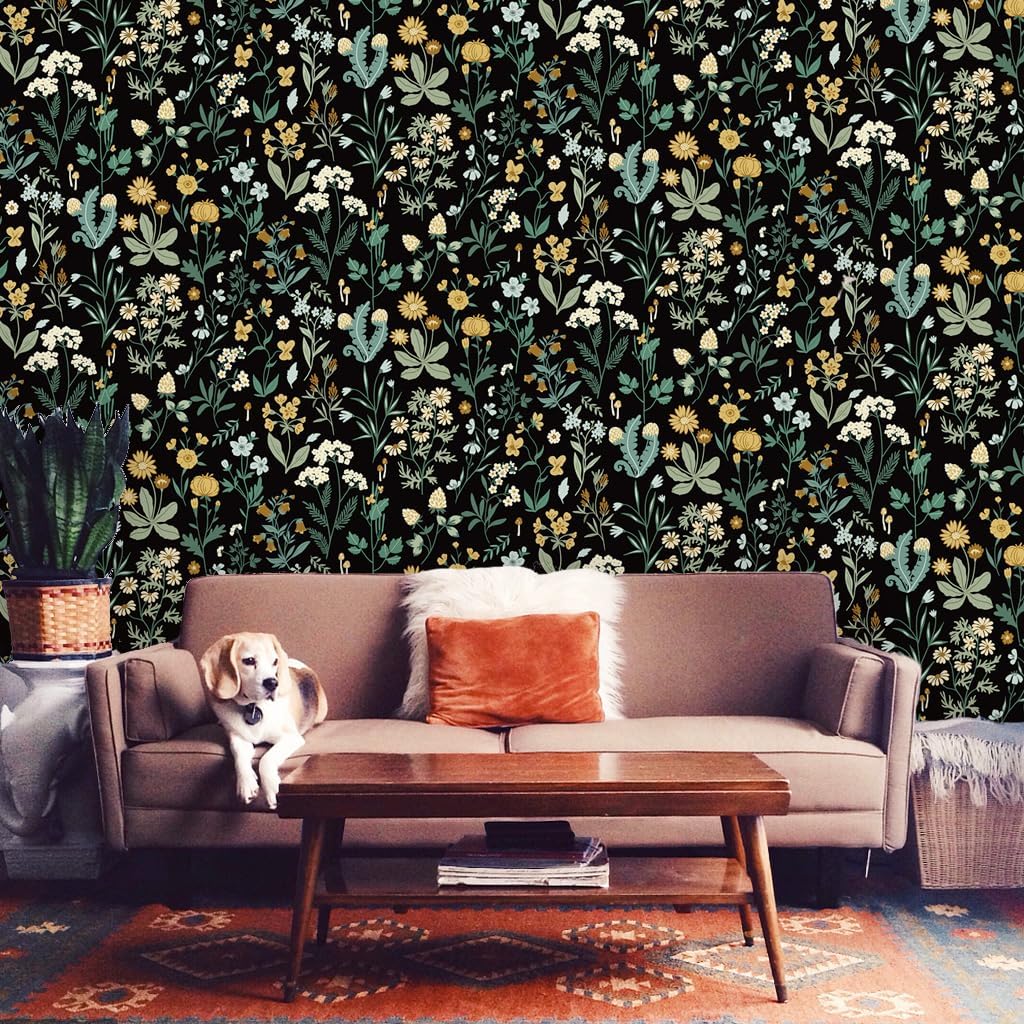 Dark Wild Floral 16.1''x118'' Peel and Stick Wallpaper R907434